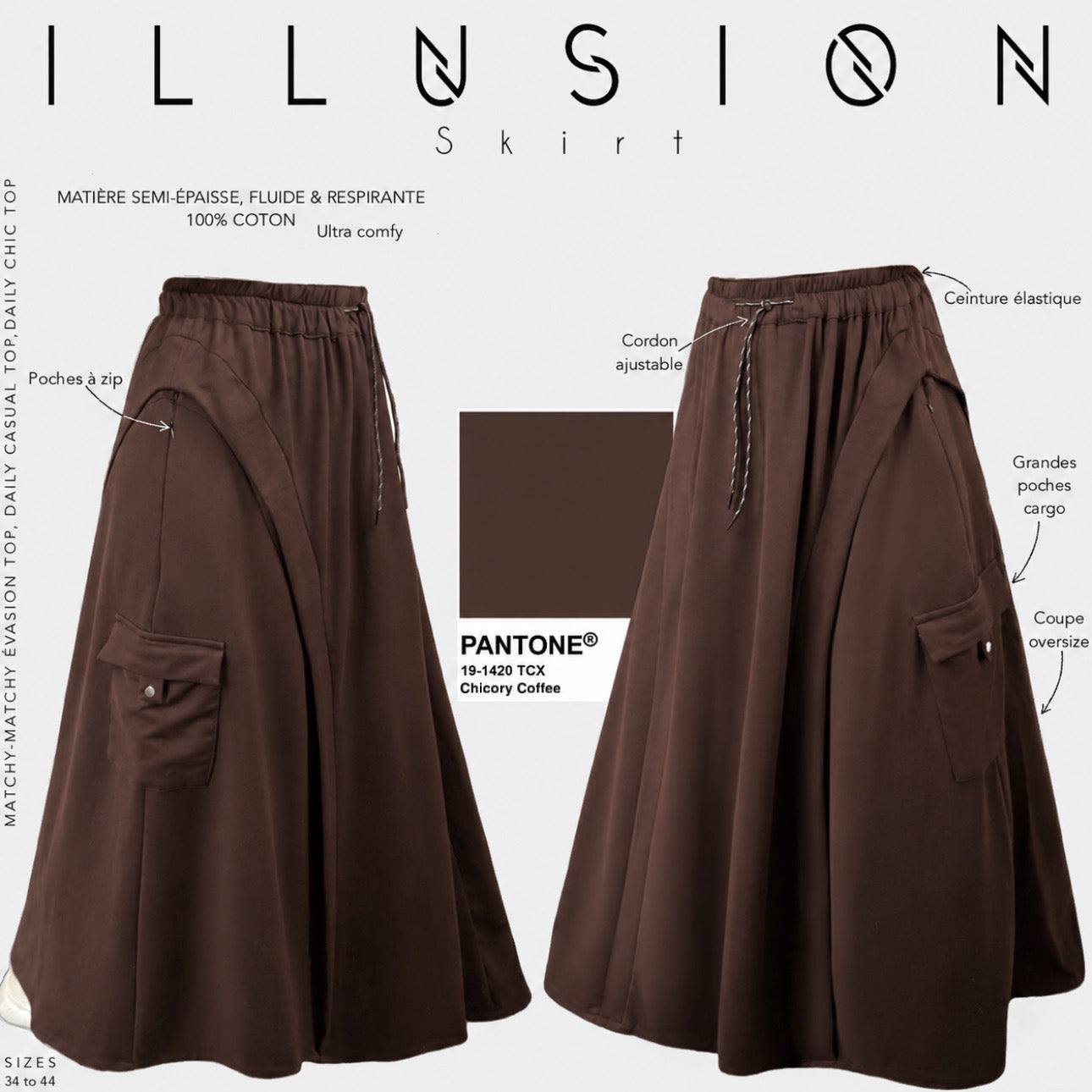 Cozy long skirt "ILLUSION SKIRT" - DAILY DRESS