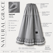 Saia maxi às riscas com folhos « NATURAL GRACE SKIRT » - OUMMI BASICS