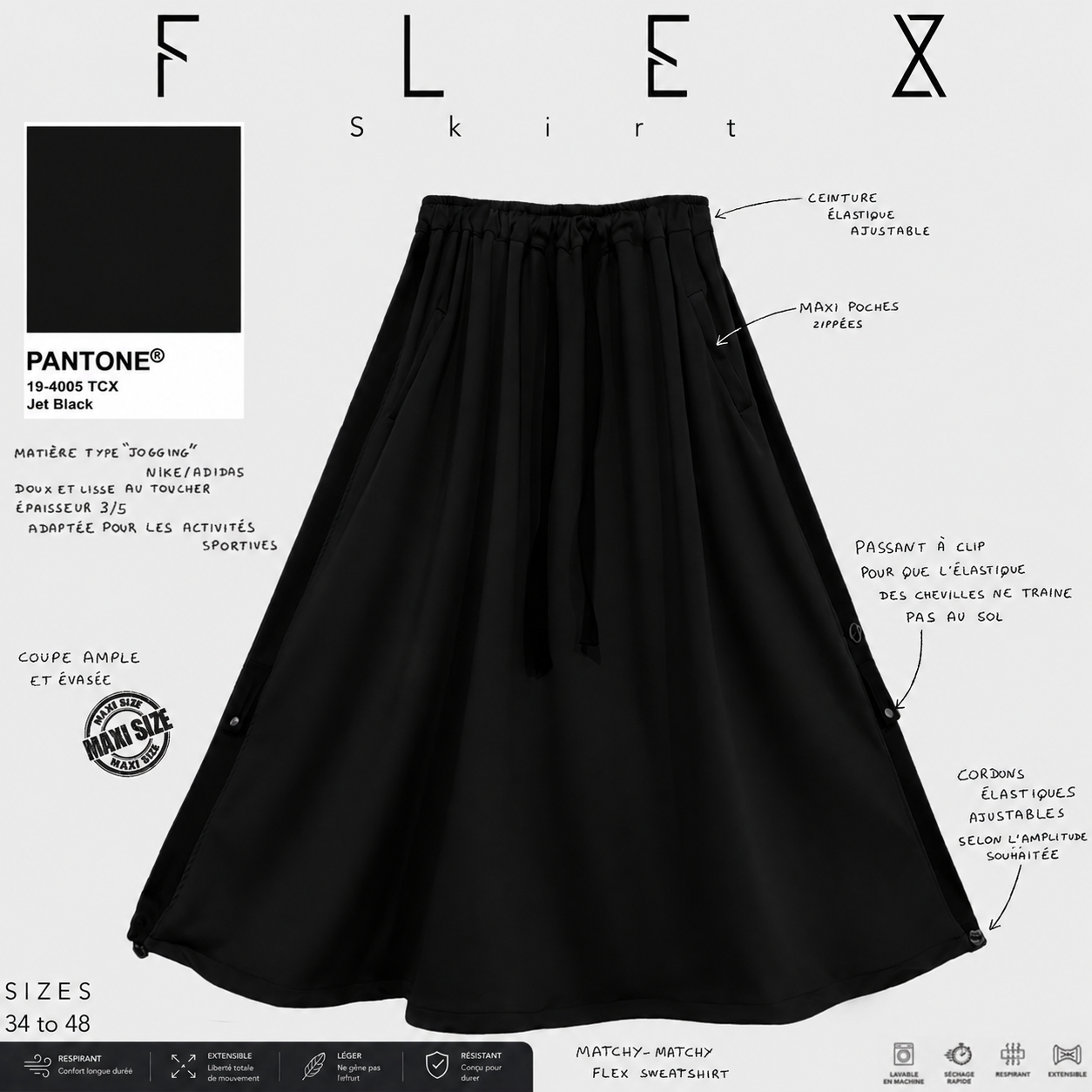 Jupe technique oversize « FLEX SKIRT » - OUMMI BASICS
