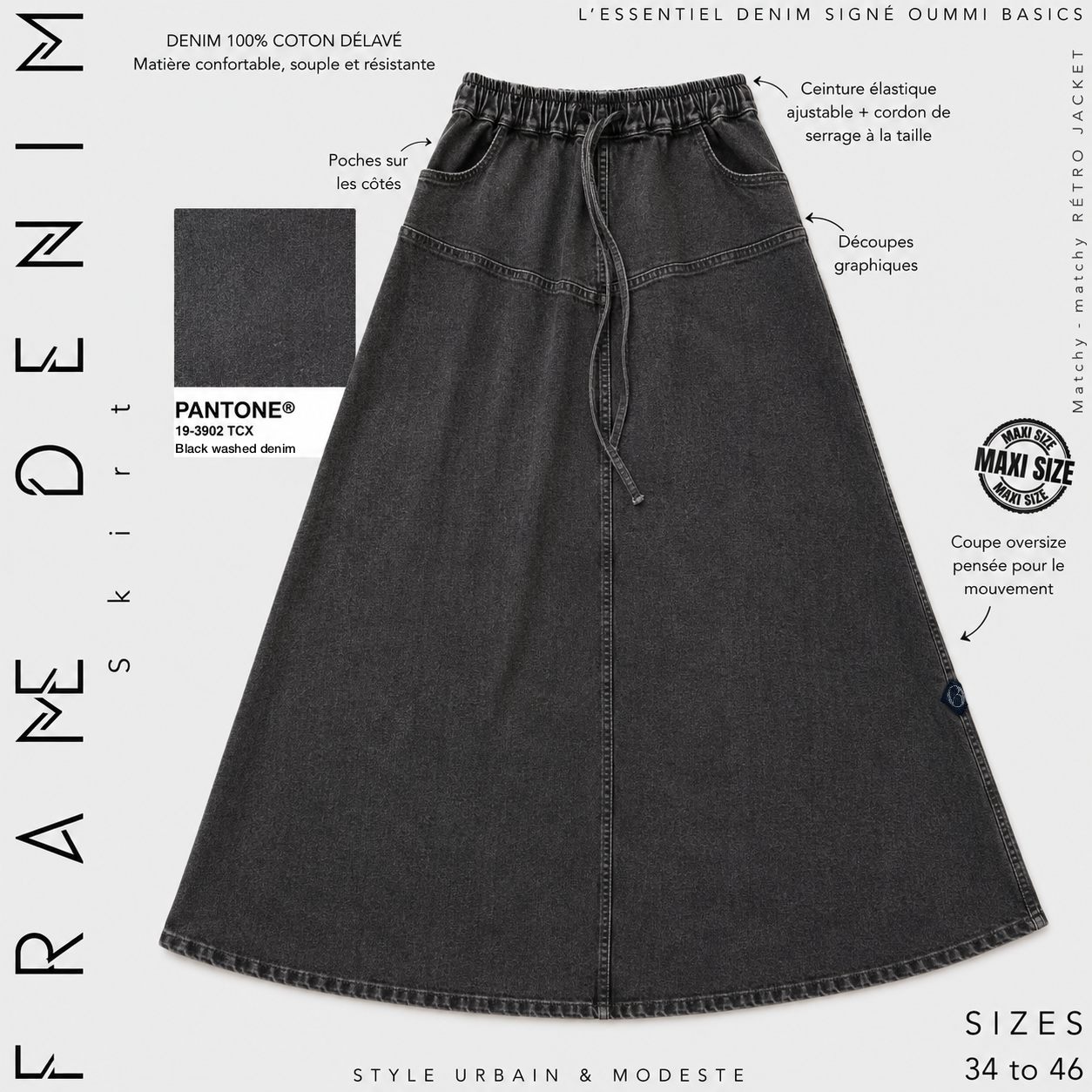 Jupe longue en jean « FRAME DENIM SKIRT » - OUMMI BASICS
