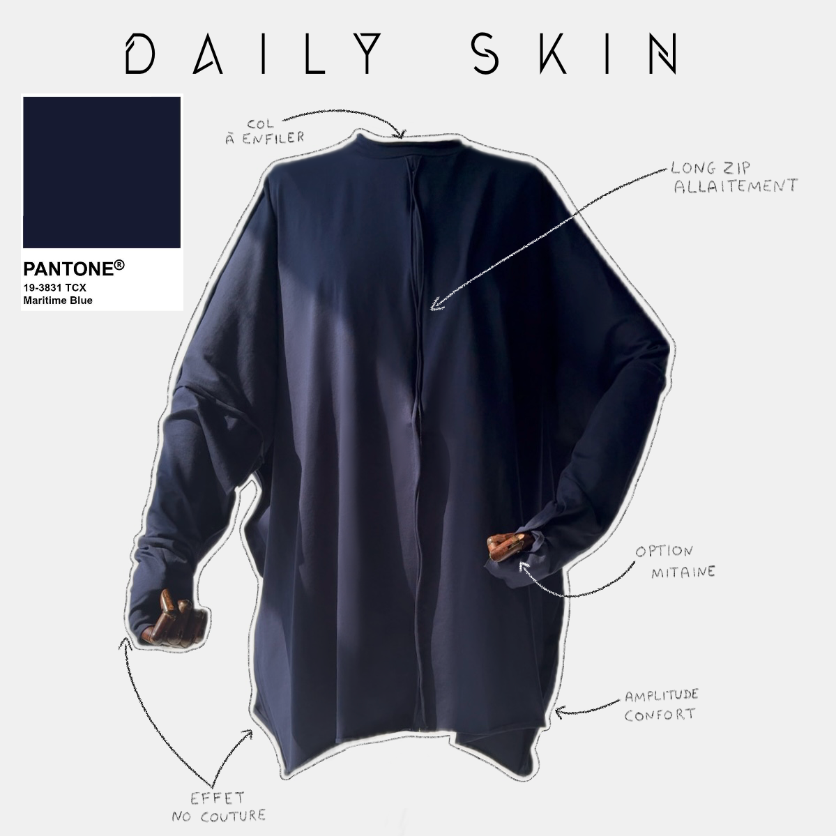 Top oversize effet seconde peau option mitaine « LE DAILY SKIN » - DAILY DRESS