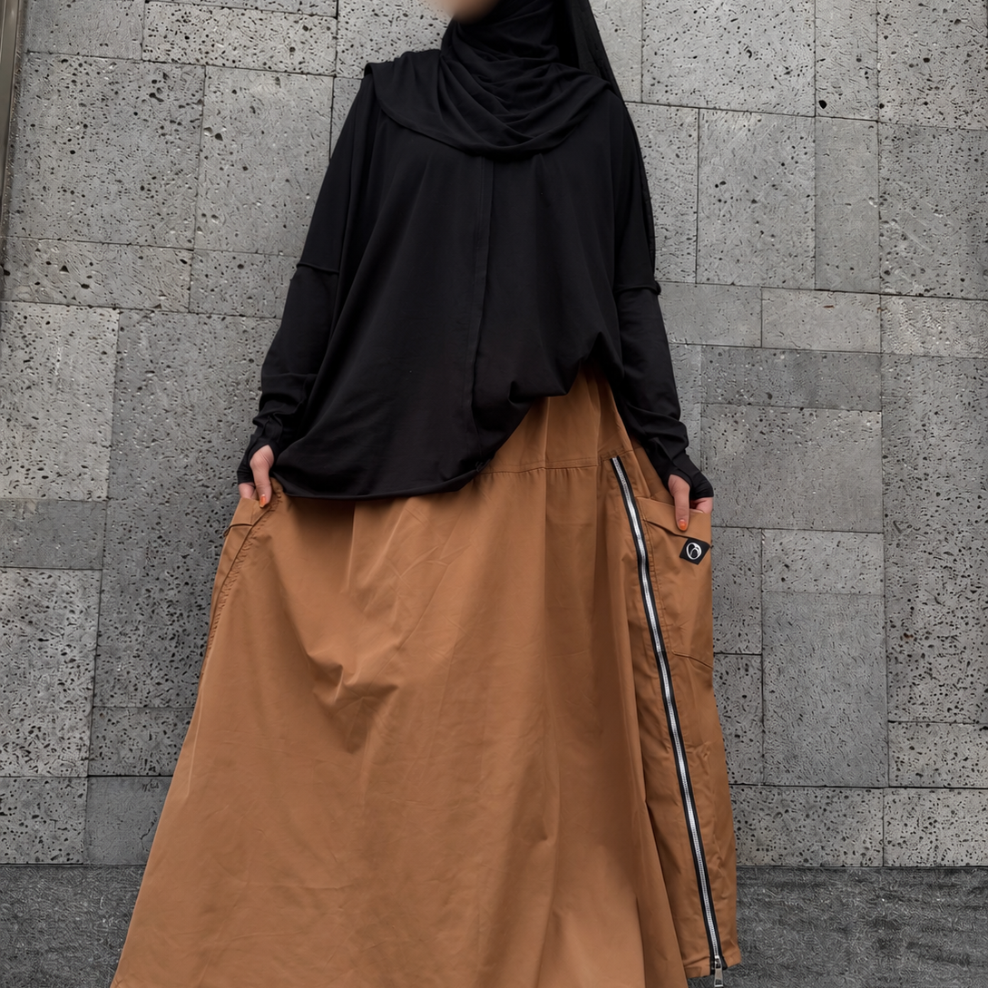 Langer Rock mit Reißverschluss „CITYLINE SKIRT“ – OUMMI BASICS