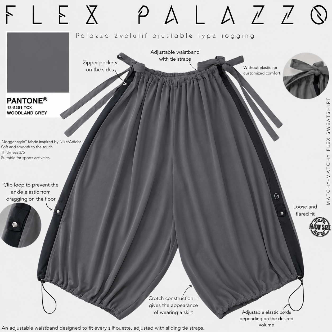 Palazzo évolutif ajustable type jogging « FLEX PALAZZO » - OUMMI BASICS