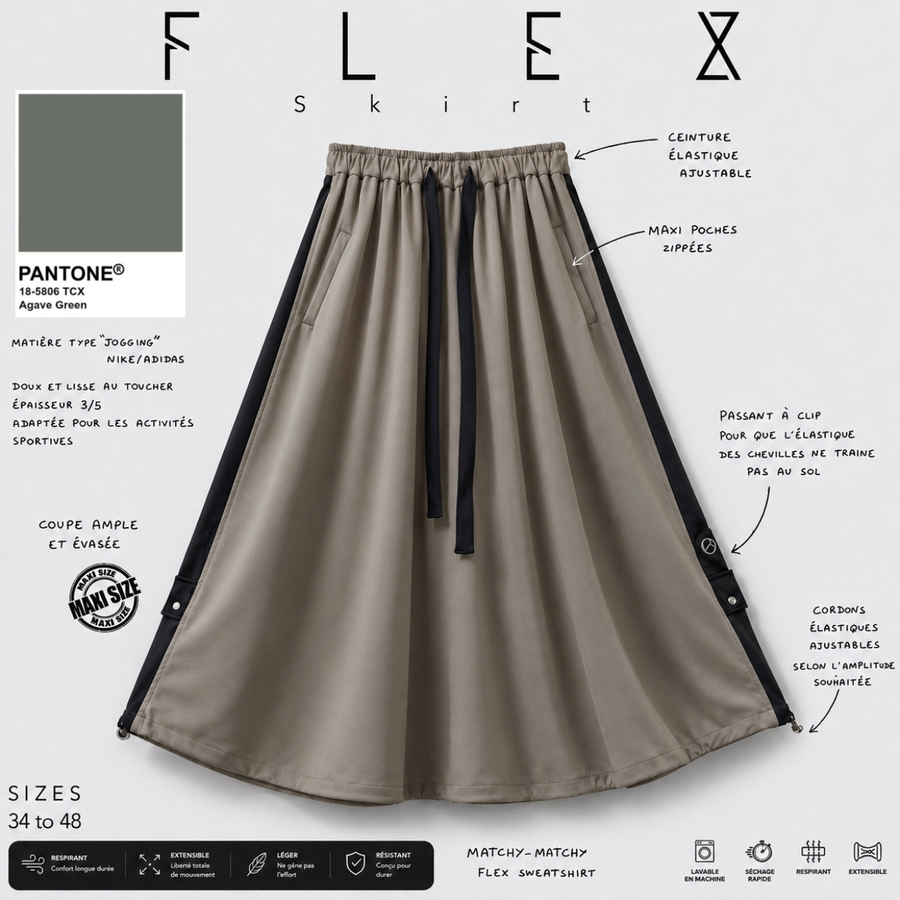 Jupe technique oversize « FLEX SKIRT » - OUMMI BASICS