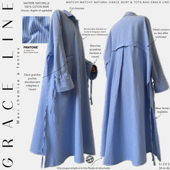 Chemise longue 100% coton à rayures « GRACE LINE SHIRT » - OUMMI BASICS