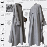 Chemise longue 100% coton à rayures « GRACE LINE SHIRT » - OUMMI BASICS