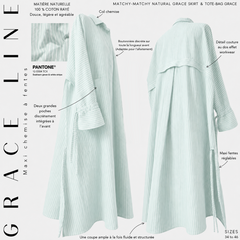 Chemise longue 100% coton à rayures « GRACE LINE SHIRT » - OUMMI BASICS