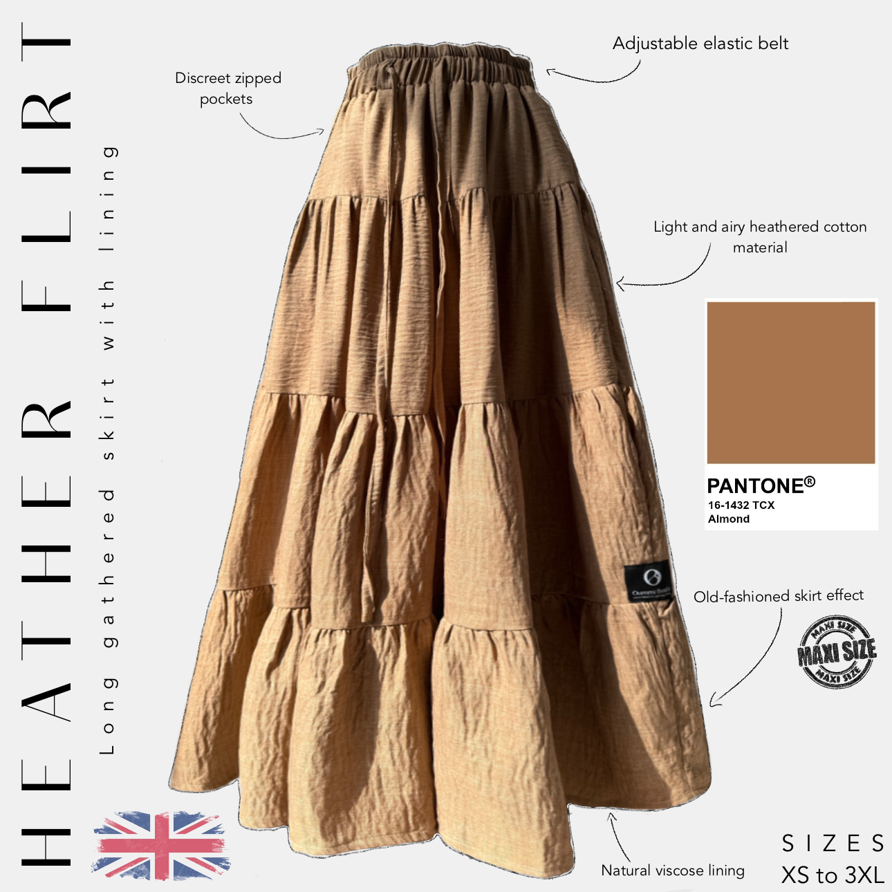 Jupe longue froncée « HEATHER FLIRT » - OUMMI BASICS