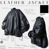Veste oversize en cuir "LEATHER JACKET" - OUMMI BASICS