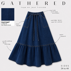 Jupe longue en jean « GATHERED DENIM SKIRT » - OUMMI BASICS