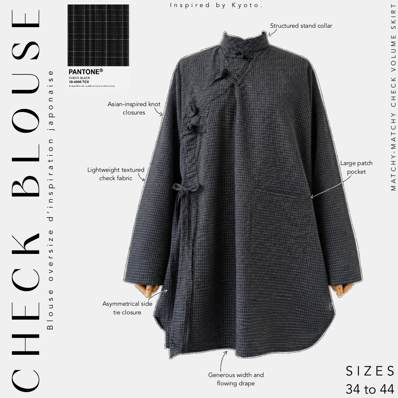 Blouse oversize à nouer « CHECK BLOUSE » - OUMMI BASICS
