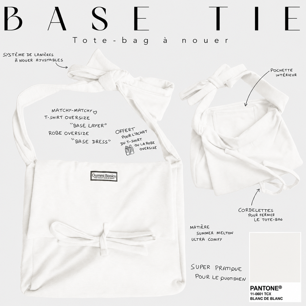 Tote bag à nouer « BASE TIE » - OUMMI BASICS