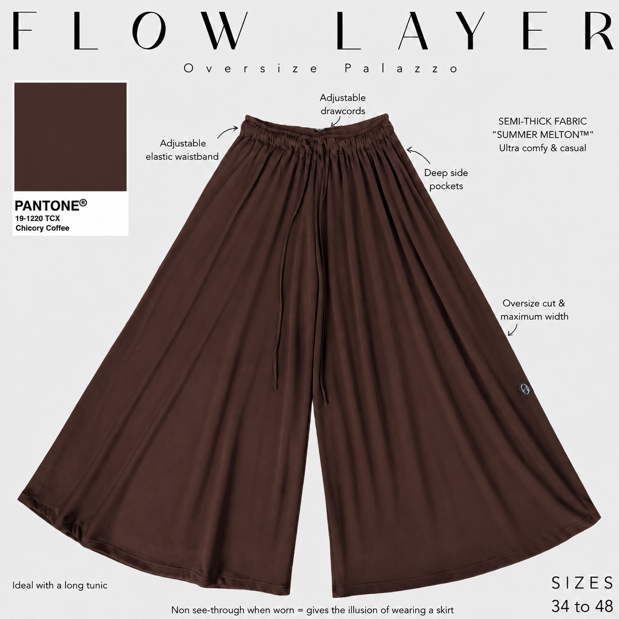 Pantaloni palazzo oversize regolabili « FLOW LAYER » - OUMMI BASICS