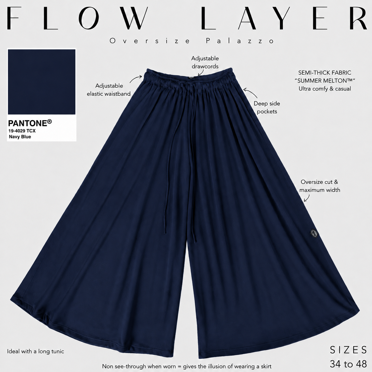 Pantaloni palazzo oversize regolabili « FLOW LAYER » - OUMMI BASICS