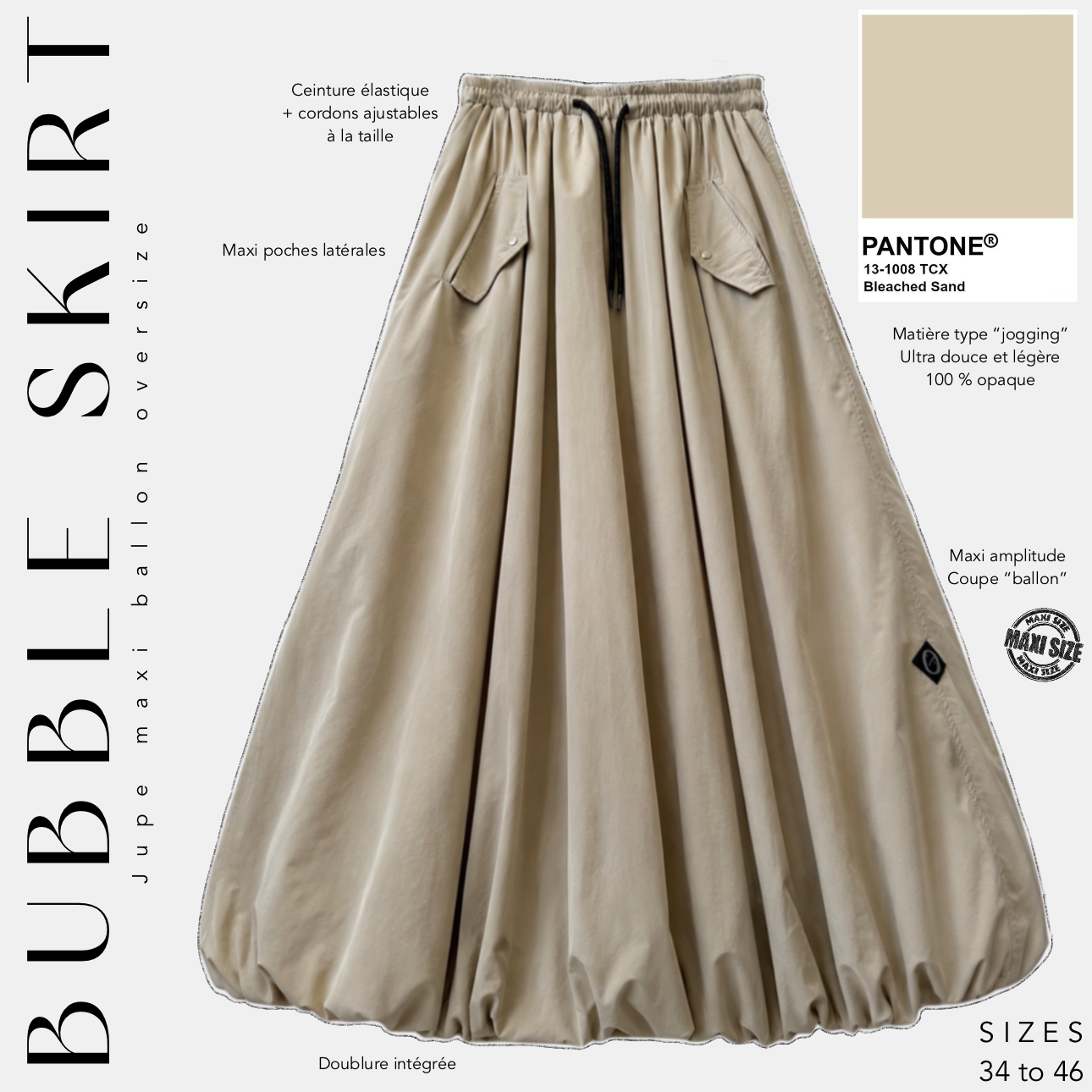 Oversized Bubble Maxi Skirt - OUMMI BASICS
