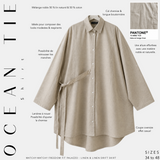 "OCEAN TIE SHIRT" oversized tie-front shirt - OUMMI BASICS