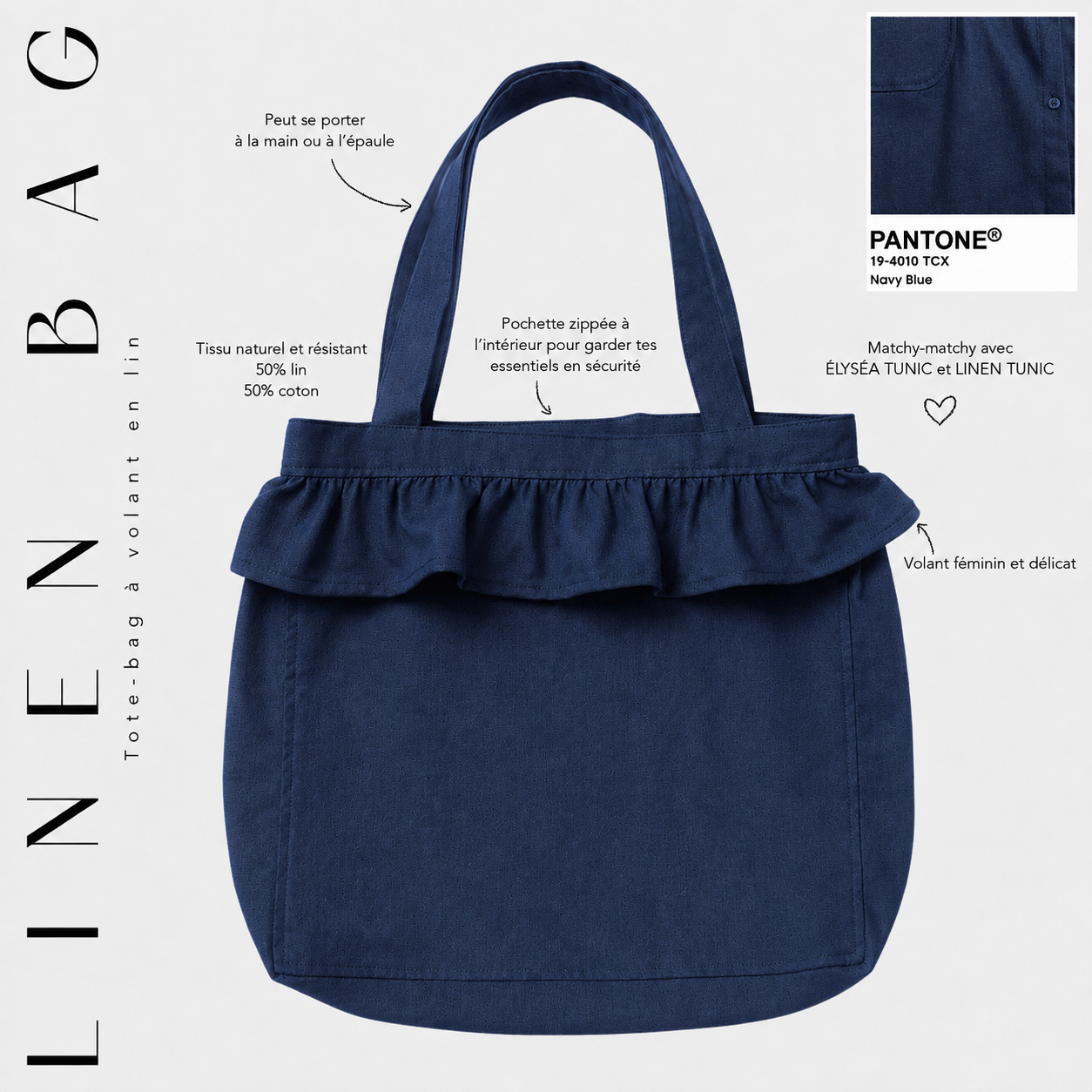Tote-bag à volant en lin « LINEN BAG » - OUMMI BASICS