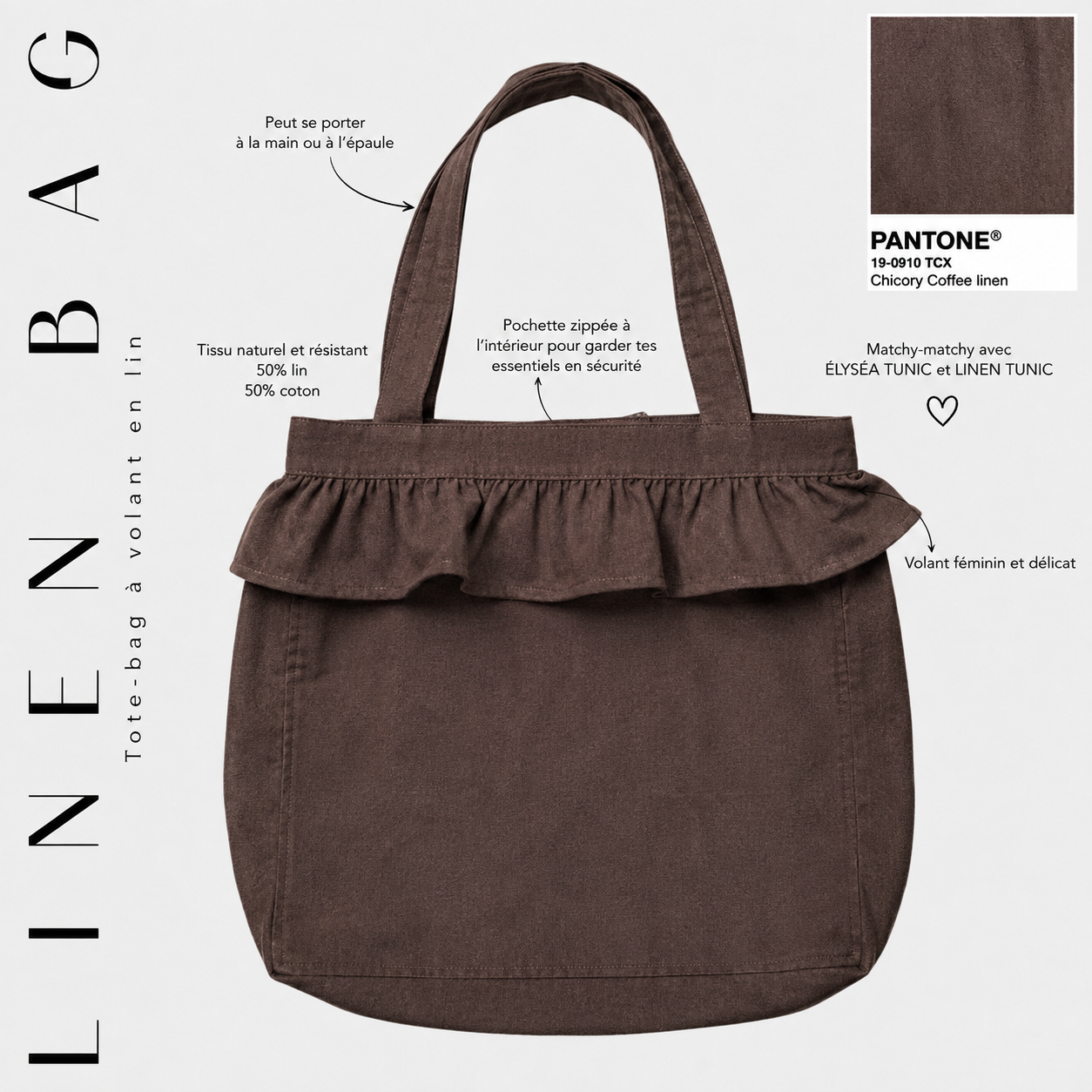 Tote-bag à volant en lin « LINEN BAG » - OUMMI BASICS