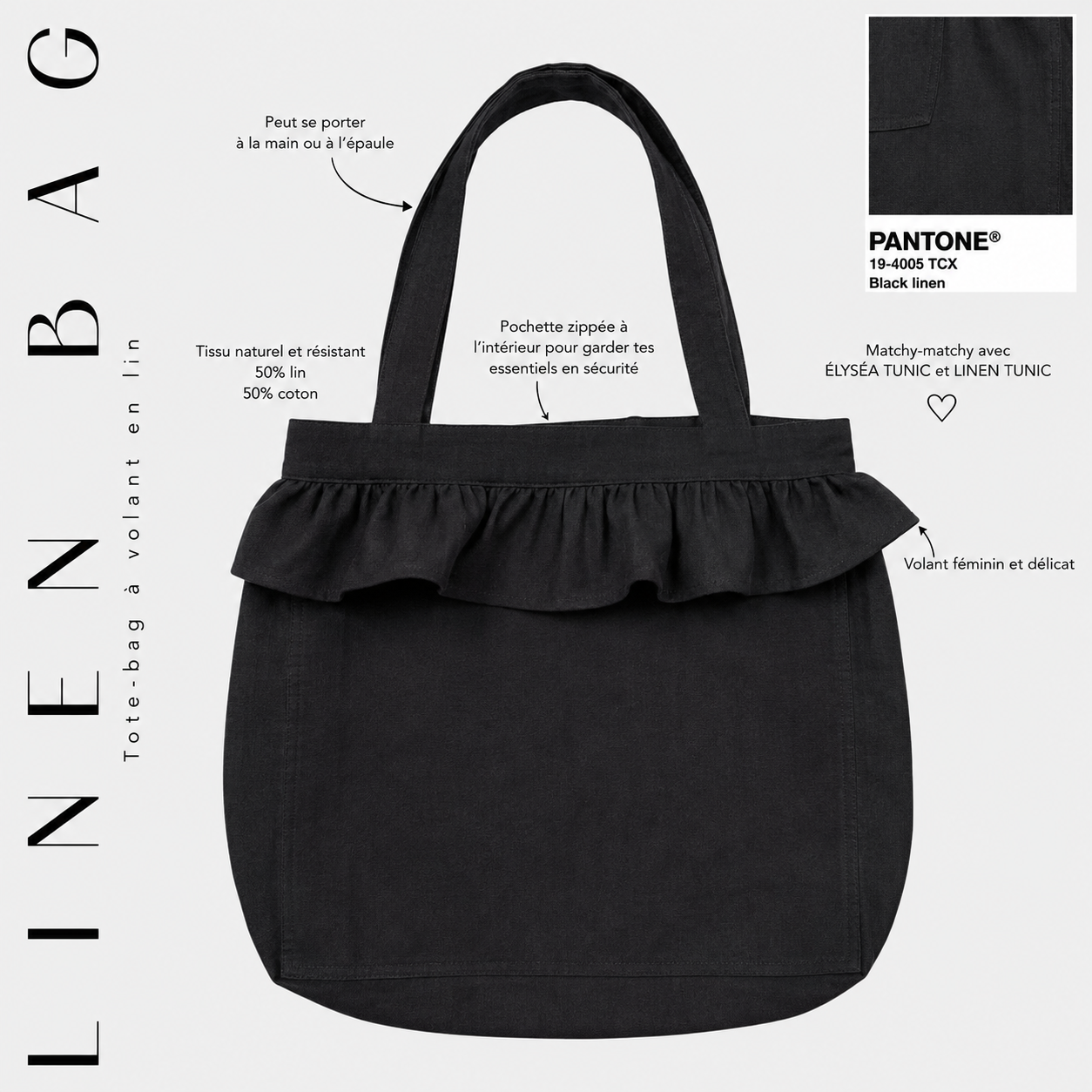 Tote-bag à volant en lin « LINEN BAG » - OUMMI BASICS