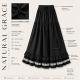 Jupe maxi à volants et rayures « NATURAL GRACE SKIRT » - OUMMI BASICS