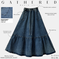 Jupe longue en jean « GATHERED DENIM SKIRT » - OUMMI BASICS
