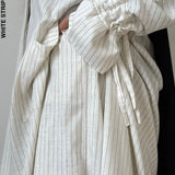Chemise longue en lin à rayures « GRACE LINE SHIRT » - OUMMI BASICS