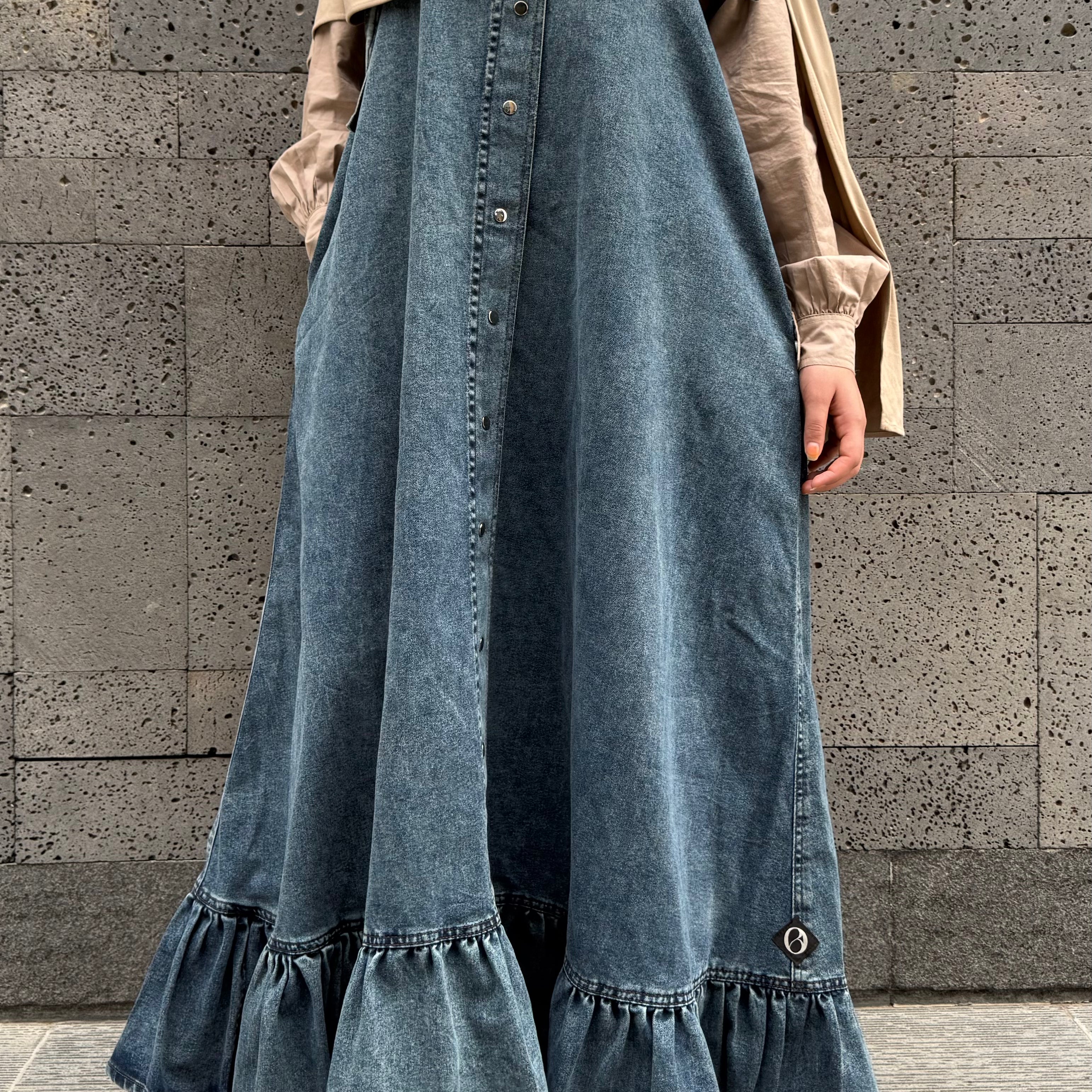 Long denim overall dress "TWILIGHT OVERALLS" - OUMMI BASICS