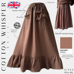 Jupe longue doublée en gaze de coton « COTTON WHISPER SKIRT » - OUMMI BASICS