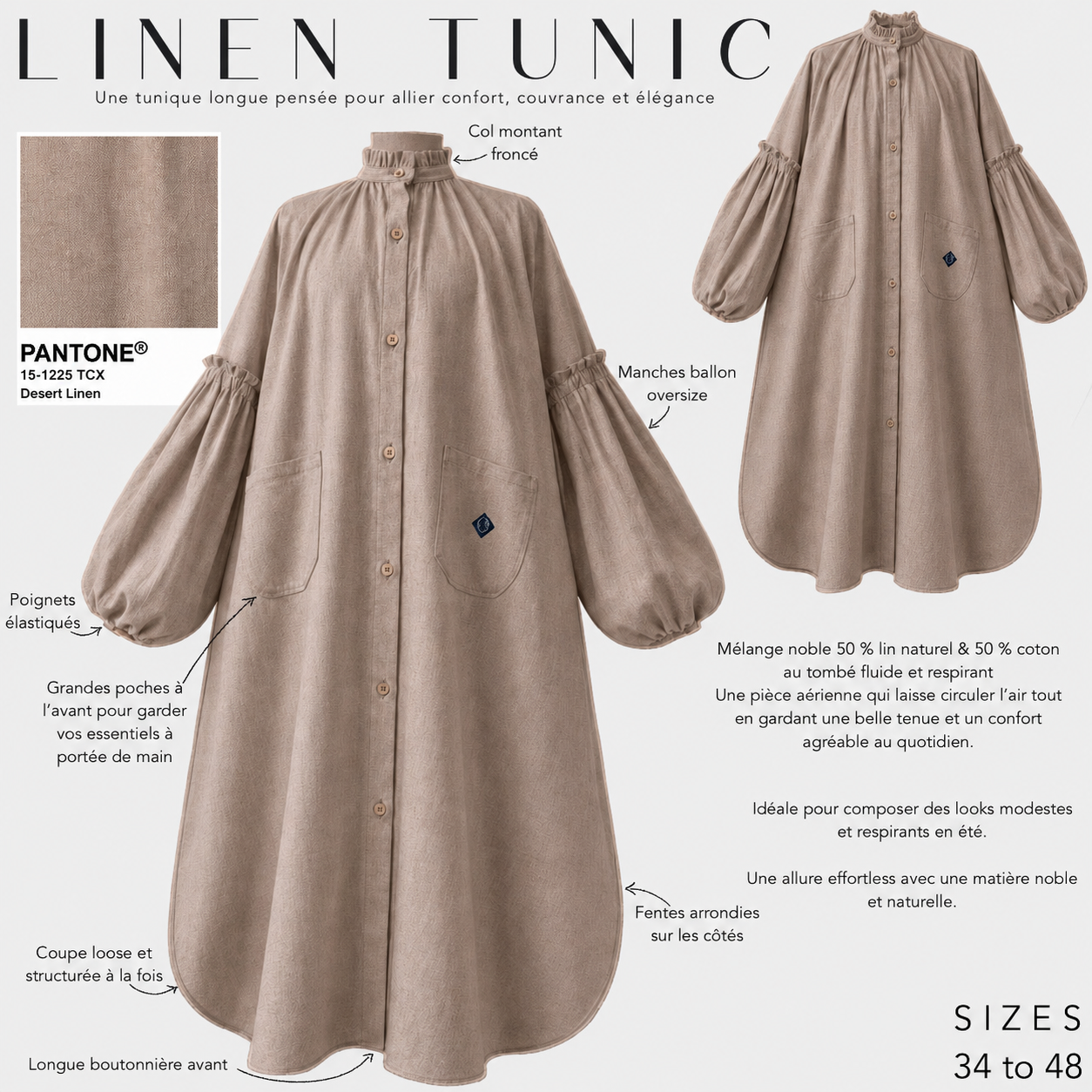 Tunique longue en lin « LINEN TUNIC » - OUMMI BASICS