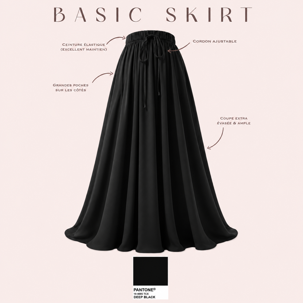 Langer ausgestellter Rock „BASIC SKIRT“ – OUMMI BASICS