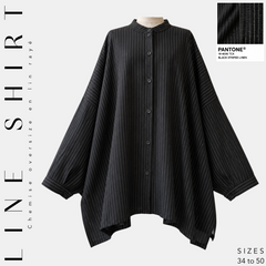 Chemise oversize en lin rayé « LINE SHIRT » - OUMMI BASICS
