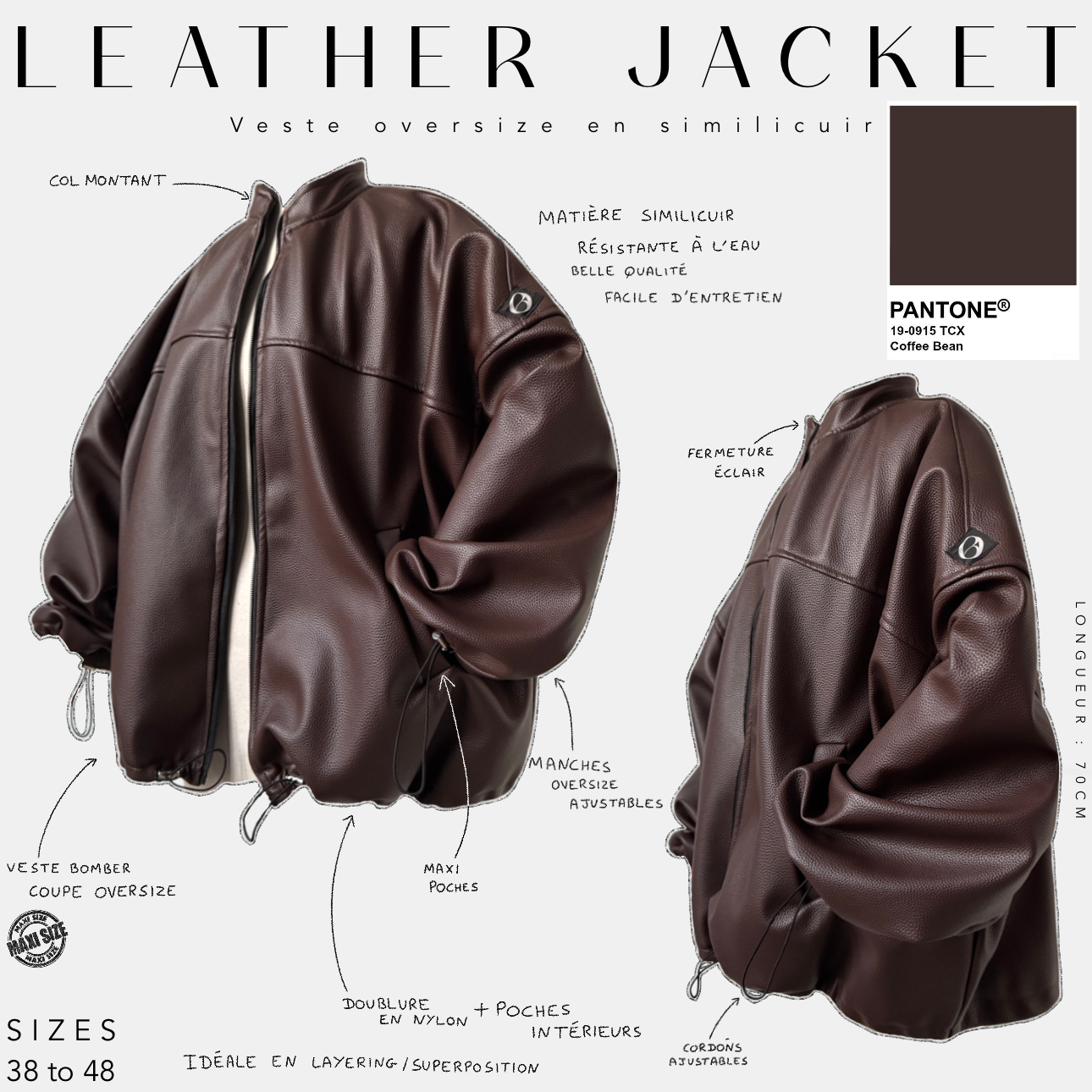 Leather jacket - pantone coffee bean