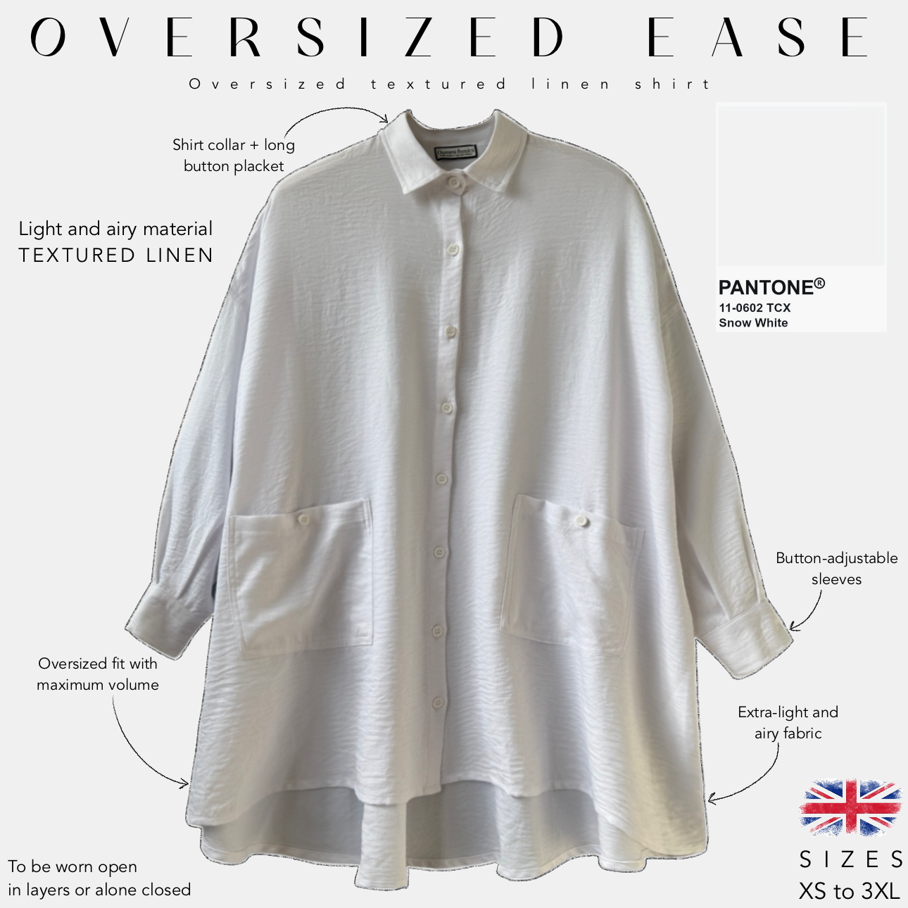 Oversized textured linen shirt oversized ease