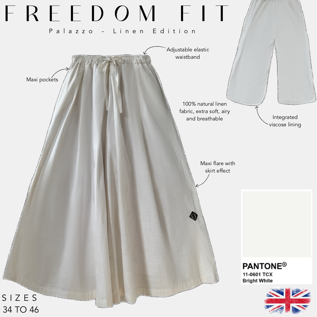 Palazzo - linen edition freedom fit Pantone bright white 