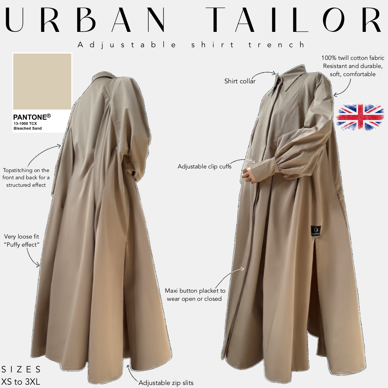 Pantone bleached sand urban tailor