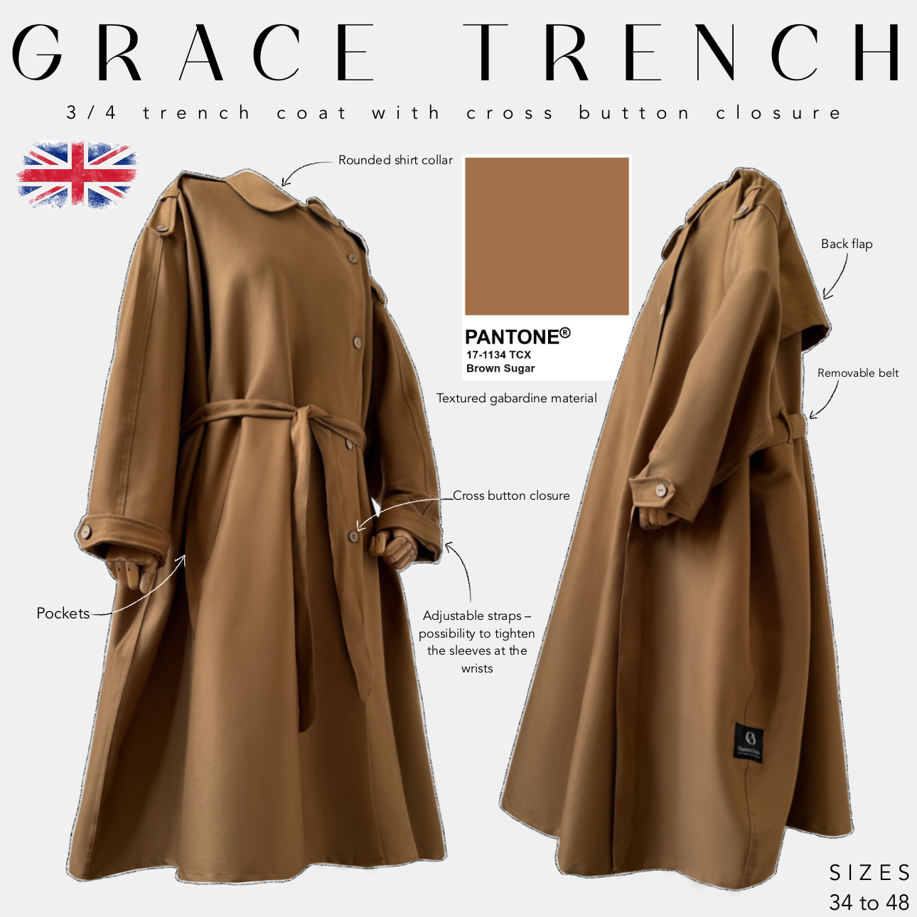 Pantone brown sugar grace trench