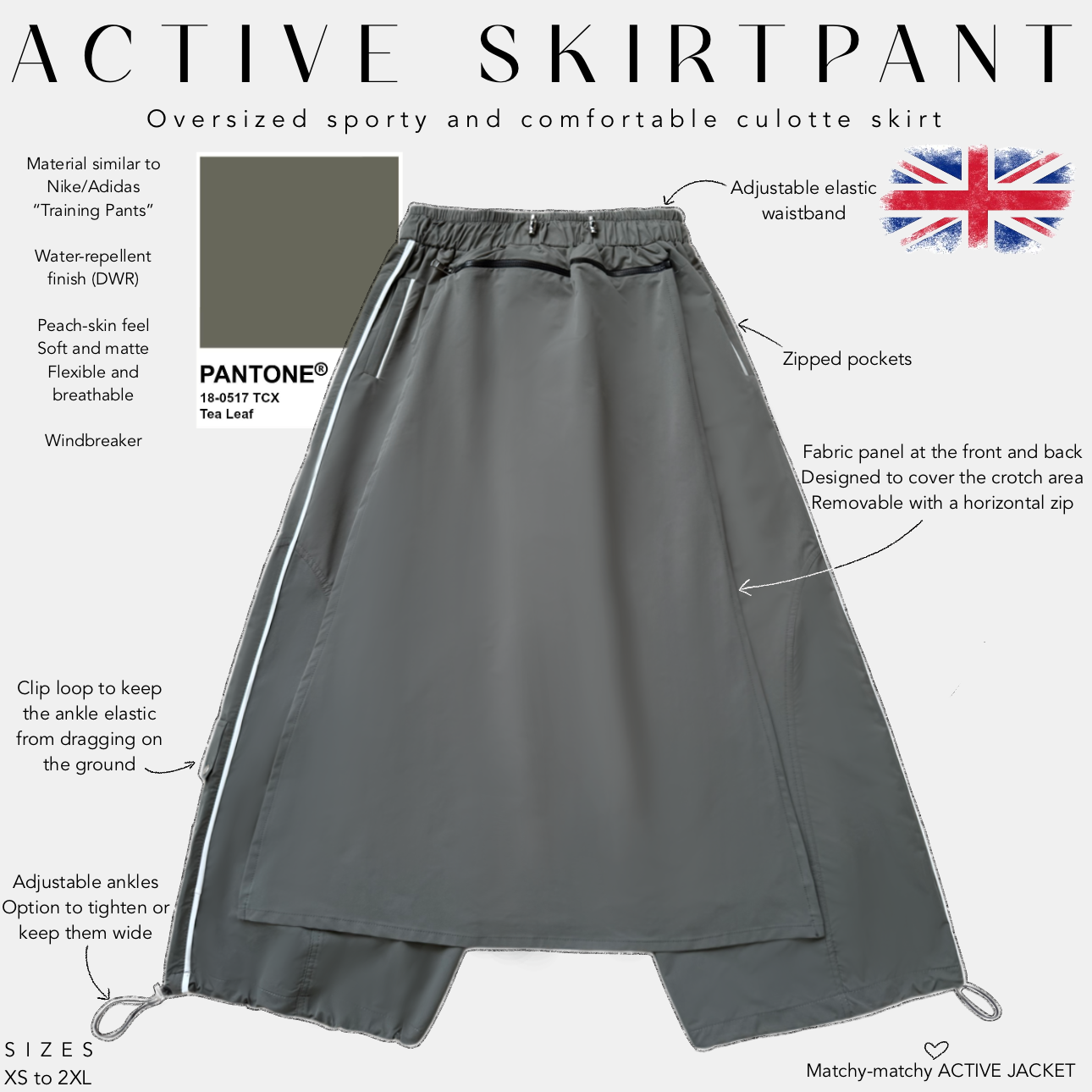 Pantone tea leaf active shirt pant