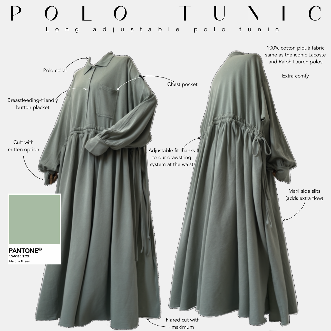 Polo tunic matcha green