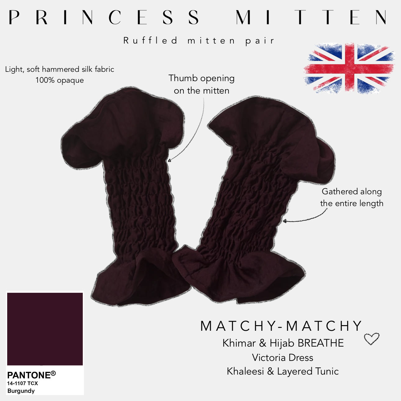 Princess mitten burgundy 