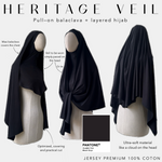 Pull - on  balaclava +  layered hijab heritage veil black onyx