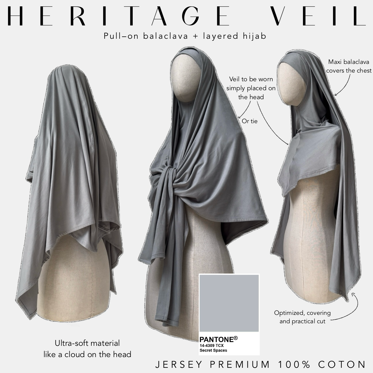 Pull - on  balaclava +  layered hijab heritage veil secret spaces