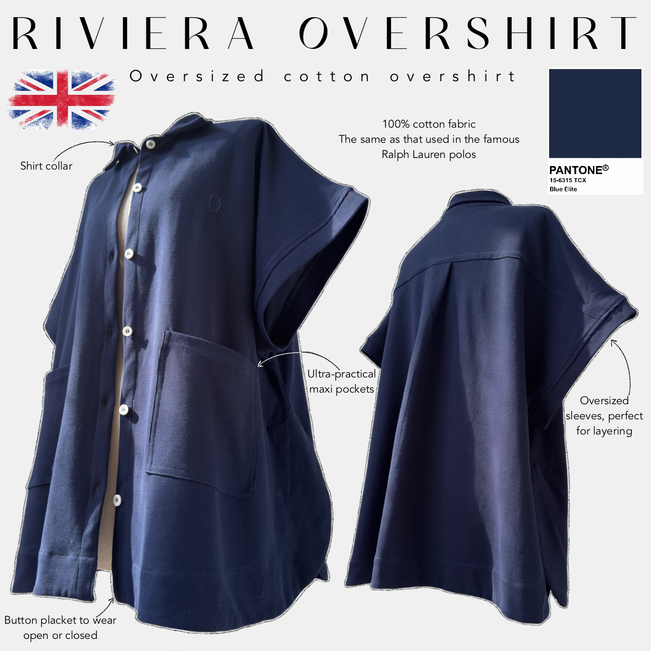 Sur _ chemise oversize en coton  riviera overshirt blue elite 