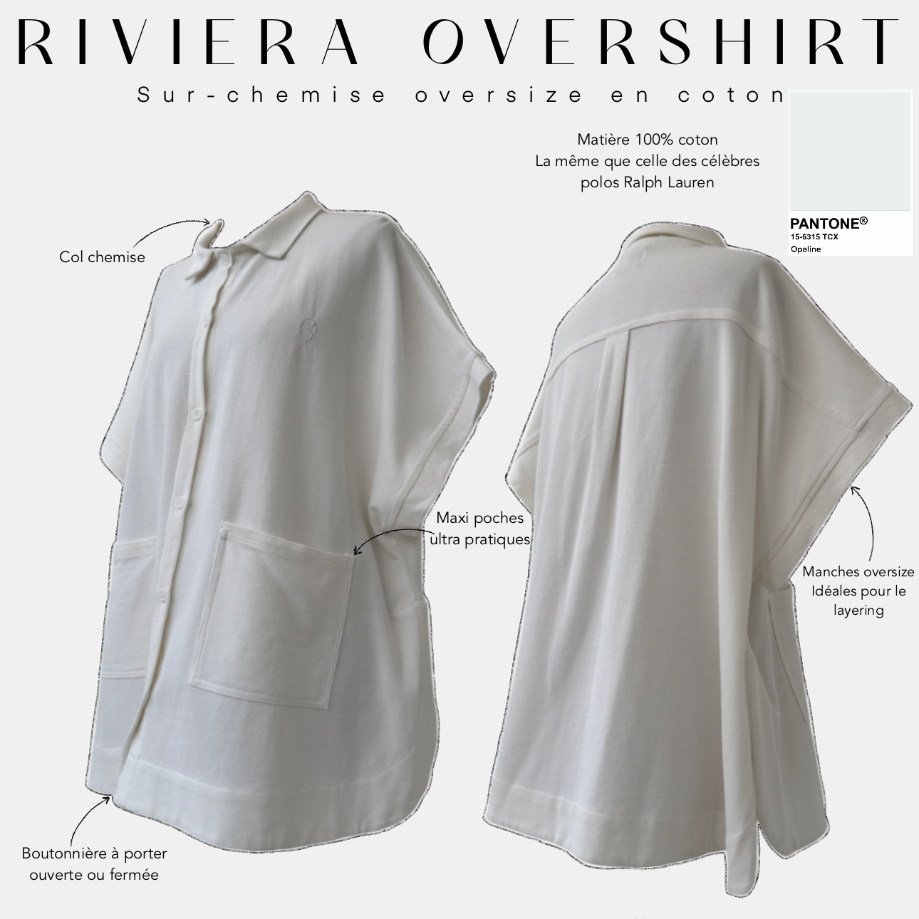 Sur _ chemise oversize en coton  riviera overshirt opalin 