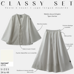 Veste à nouer + jupe longue doublée classy set baby powde