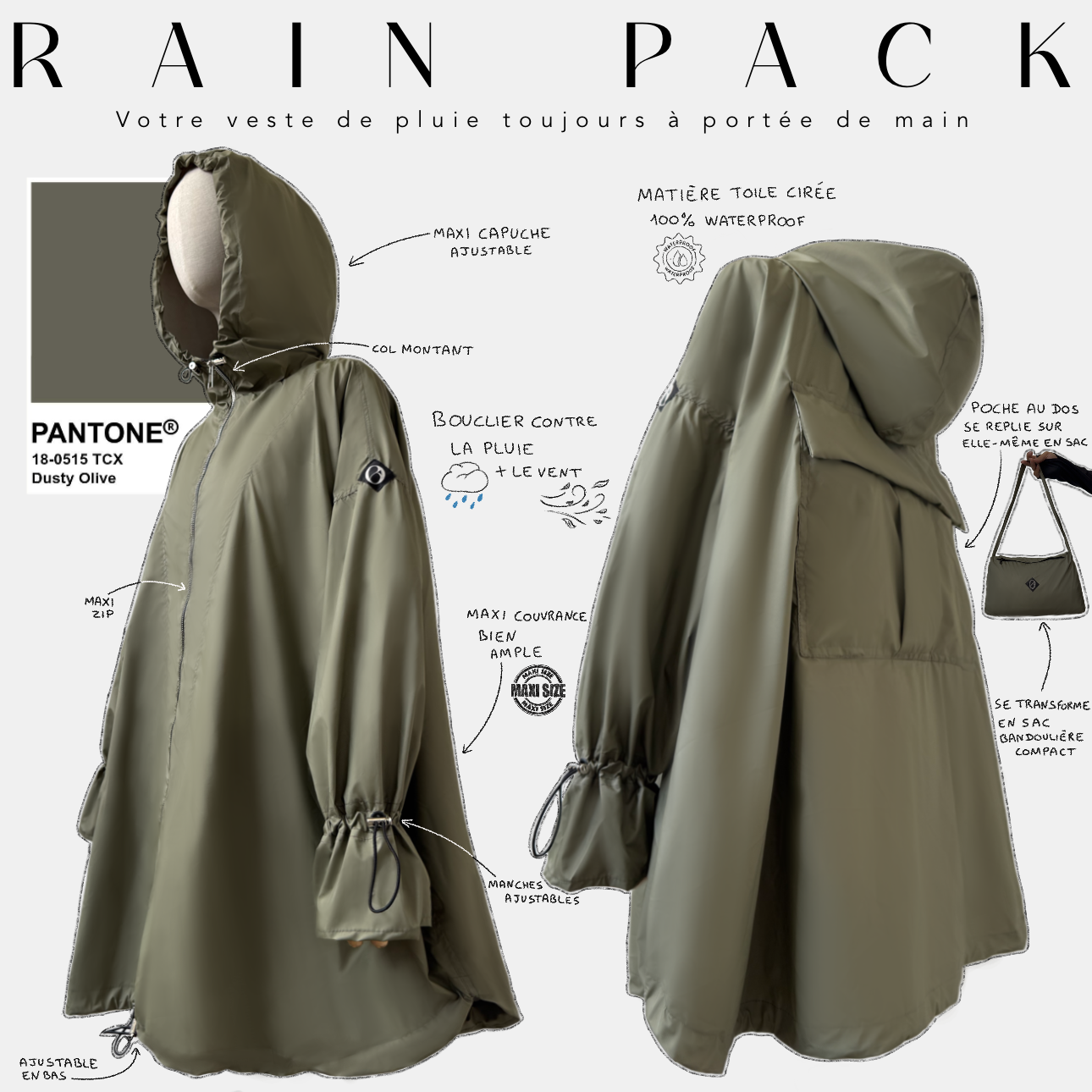 Votre veste de pluie à portée de main rain pack