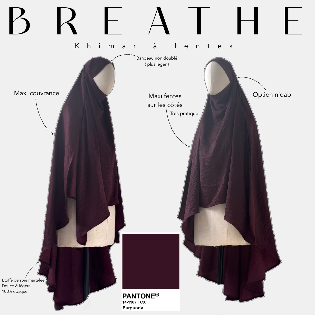 breathe khimar à fentes Burgundy