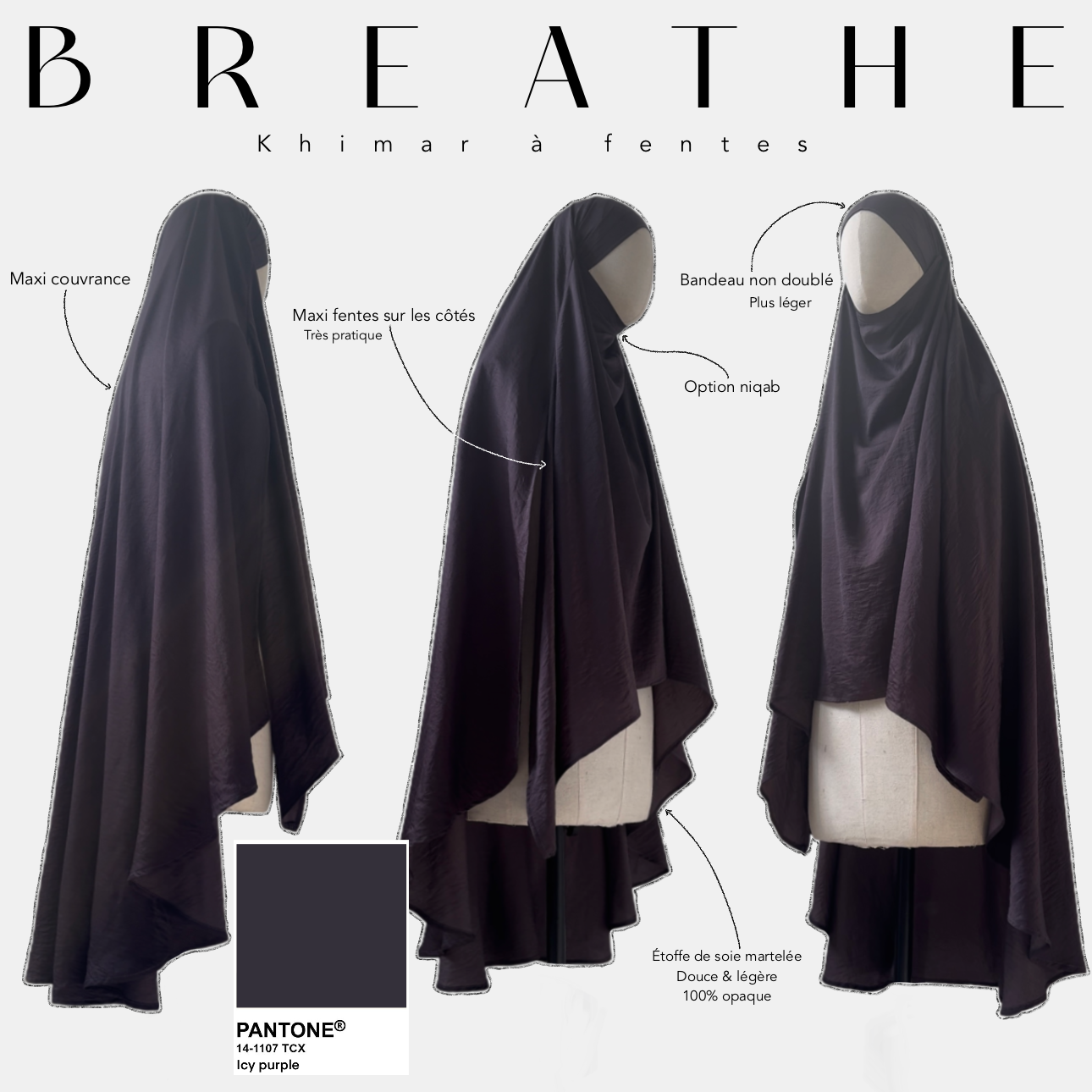 breathe khimar à fentes lcy purple
