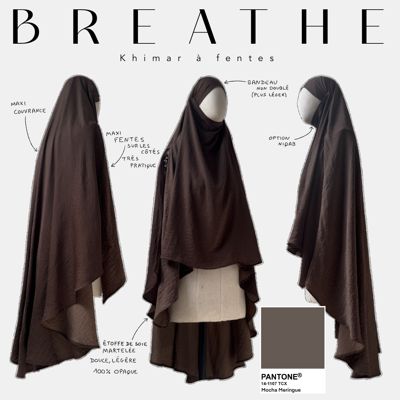breathe khimar à fentes mocha meringue