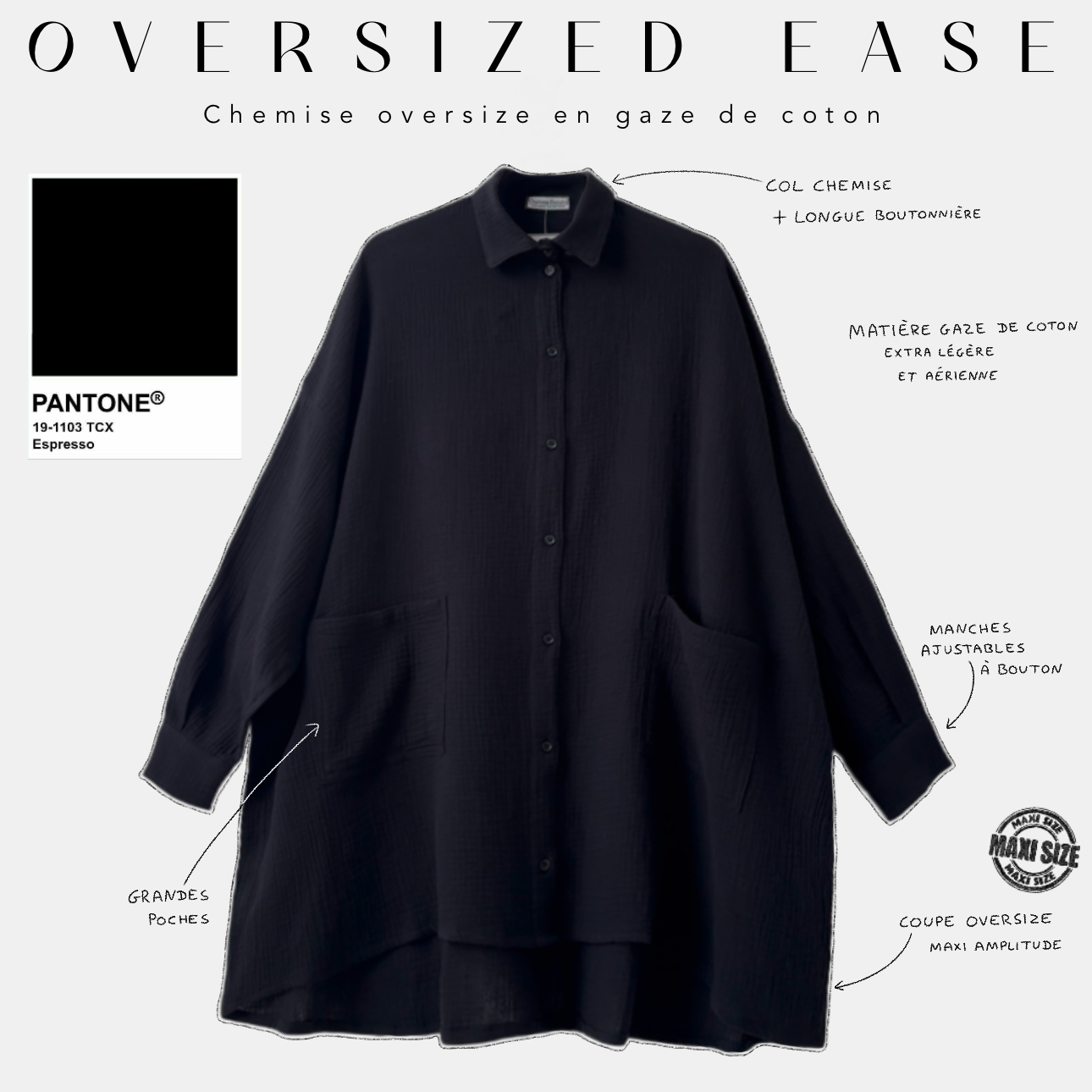 chemise oversize en gaze de coton
