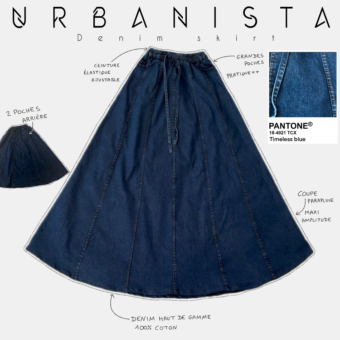 denim skirt urbanista timeless blue 